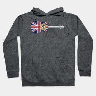 Guitar with Union Jack British Flag overlay pattern Hoodie